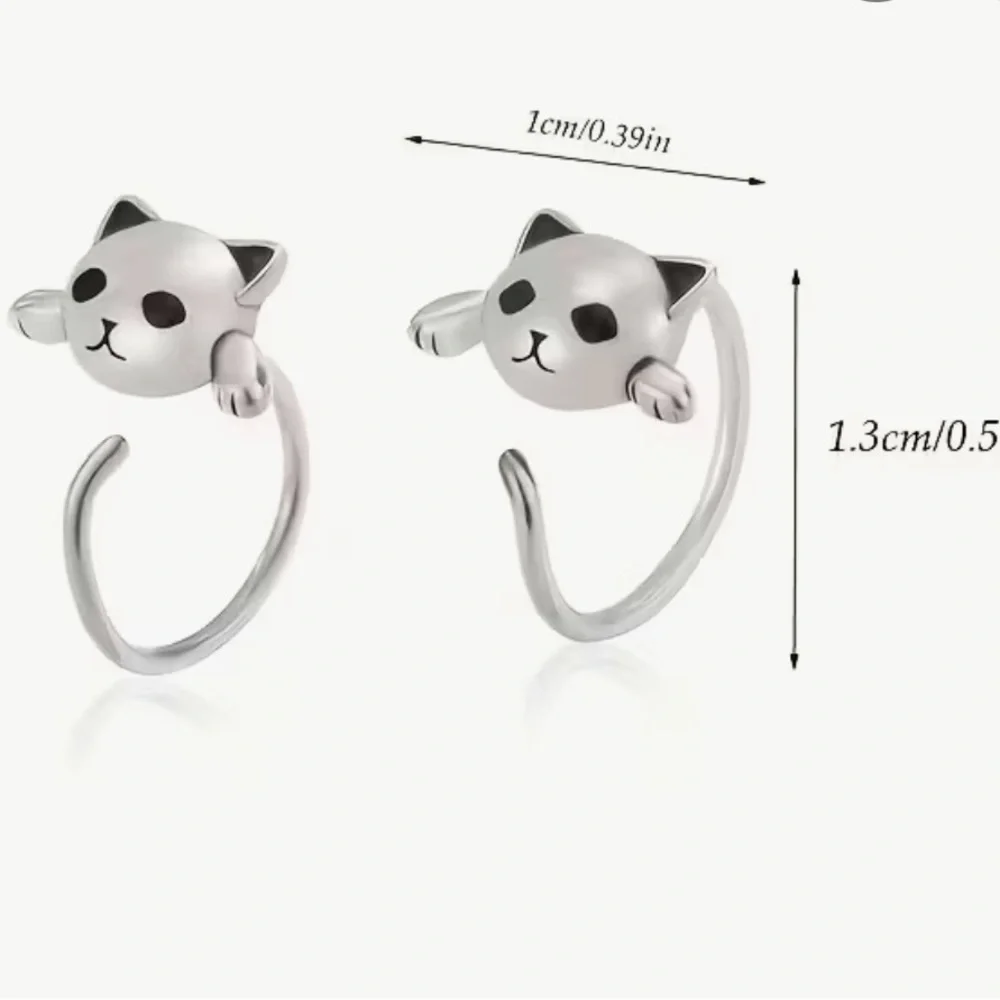 Cute Cat Silver Earrings